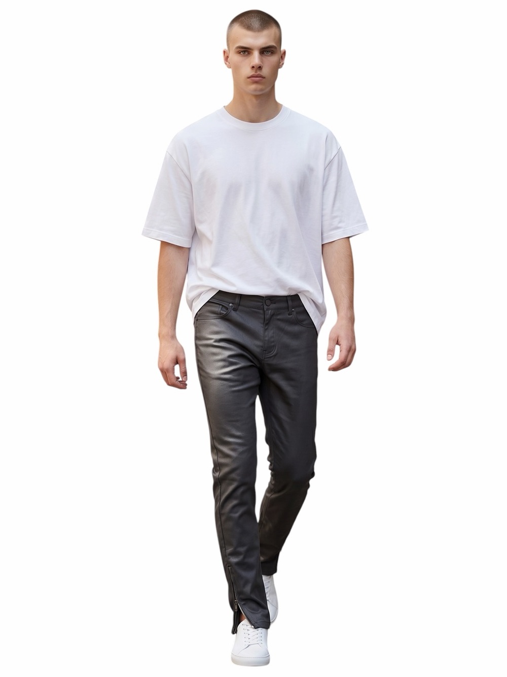 W by WAIMEA Men's Basic Wax/ Skinny Fit Jeans/ Ankle-zip/ Size: 36x32